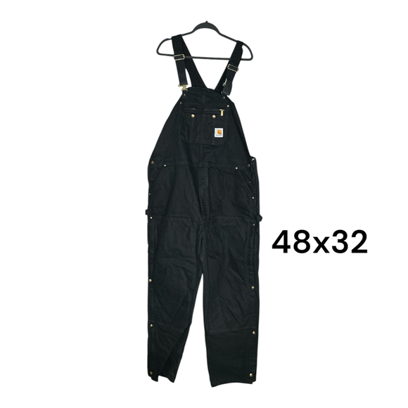Carhartt Duck Bib Black Overall Arctic Quilt Lined 48x32 - Main Image